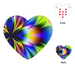 Bright Flower Fractal Star Floral Rainbow Playing Cards (heart)  by Mariart