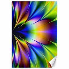 Bright Flower Fractal Star Floral Rainbow Canvas 12  X 18   by Mariart