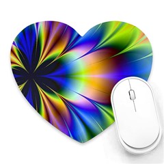 Bright Flower Fractal Star Floral Rainbow Heart Mousepads by Mariart