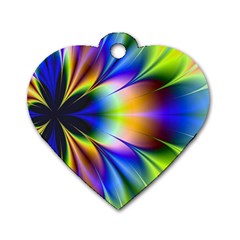 Bright Flower Fractal Star Floral Rainbow Dog Tag Heart (one Side) by Mariart