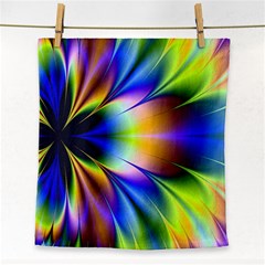 Bright Flower Fractal Star Floral Rainbow Face Towel by Mariart