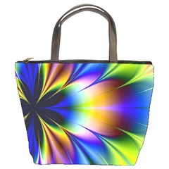 Bright Flower Fractal Star Floral Rainbow Bucket Bags by Mariart