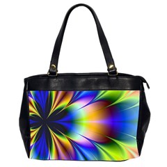 Bright Flower Fractal Star Floral Rainbow Office Handbags (2 Sides)  by Mariart