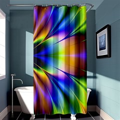 Bright Flower Fractal Star Floral Rainbow Shower Curtain 36  X 72  (stall) 