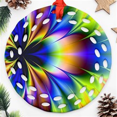 Bright Flower Fractal Star Floral Rainbow Ornament (round Filigree) by Mariart