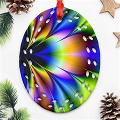 Bright Flower Fractal Star Floral Rainbow Ornament (oval Filigree) by Mariart