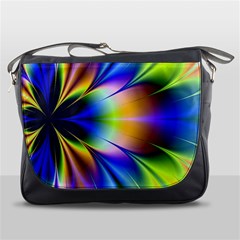 Bright Flower Fractal Star Floral Rainbow Messenger Bags