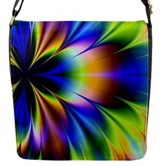 Bright Flower Fractal Star Floral Rainbow Flap Messenger Bag (s) by Mariart