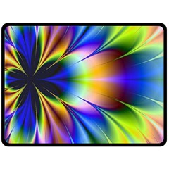 Bright Flower Fractal Star Floral Rainbow Double Sided Fleece Blanket (large)  by Mariart