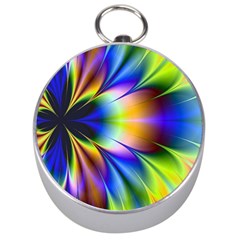 Bright Flower Fractal Star Floral Rainbow Silver Compasses by Mariart