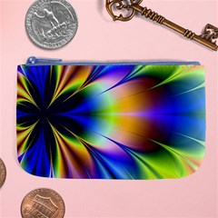 Bright Flower Fractal Star Floral Rainbow Large Coin Purse by Mariart