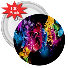 Abstract Patterns Lines Colors Flowers Floral Butterfly 3  Buttons (100 Pack) 