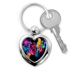 Abstract Patterns Lines Colors Flowers Floral Butterfly Key Chains (heart)  by Mariart