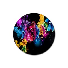 Abstract Patterns Lines Colors Flowers Floral Butterfly Rubber Coaster (round) 