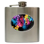 Abstract Patterns Lines Colors Flowers Floral Butterfly Hip Flask (6 oz) Front