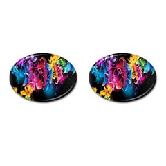 Abstract Patterns Lines Colors Flowers Floral Butterfly Cufflinks (Oval)