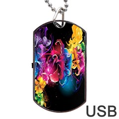 Abstract Patterns Lines Colors Flowers Floral Butterfly Dog Tag Usb Flash (one Side) by Mariart