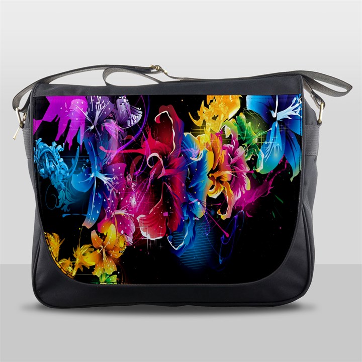 Abstract Patterns Lines Colors Flowers Floral Butterfly Messenger Bags