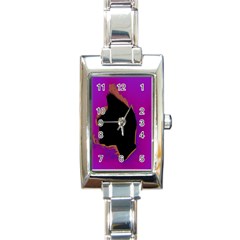 Buffalo Fractal Black Purple Space Rectangle Italian Charm Watch