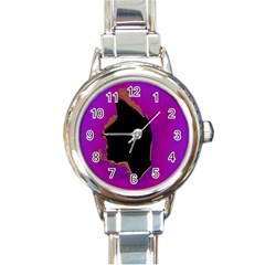 Buffalo Fractal Black Purple Space Round Italian Charm Watch by Mariart