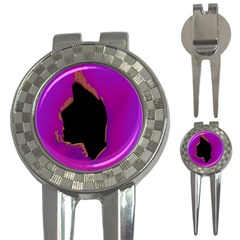 Buffalo Fractal Black Purple Space 3-in-1 Golf Divots by Mariart