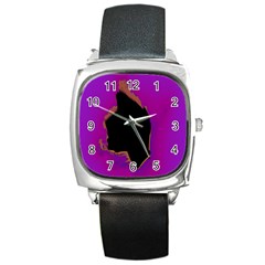 Buffalo Fractal Black Purple Space Square Metal Watch by Mariart