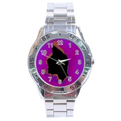 Buffalo Fractal Black Purple Space Stainless Steel Analogue Watch by Mariart