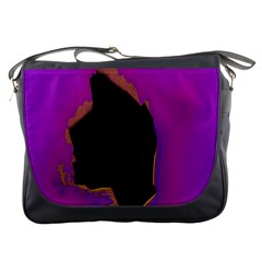 Buffalo Fractal Black Purple Space Messenger Bags by Mariart