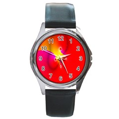 Complex Orange Red Pink Hole Yellow Round Metal Watch by Mariart