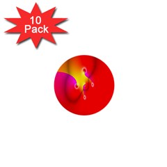 Complex Orange Red Pink Hole Yellow 1  Mini Buttons (10 Pack) 