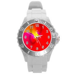 Complex Orange Red Pink Hole Yellow Round Plastic Sport Watch (l) by Mariart