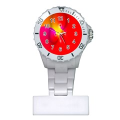 Complex Orange Red Pink Hole Yellow Plastic Nurses Watch by Mariart