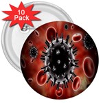 Cancel Cells Broken Bacteria Virus Bold 3  Buttons (10 pack)  Front