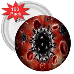 Cancel Cells Broken Bacteria Virus Bold 3  Buttons (100 Pack)  by Mariart