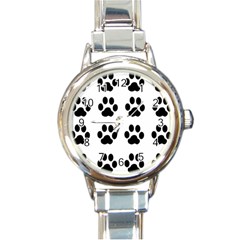 Claw Black Foot Chat Paw Animals Round Italian Charm Watch by Mariart