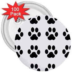 Claw Black Foot Chat Paw Animals 3  Buttons (100 Pack)  by Mariart