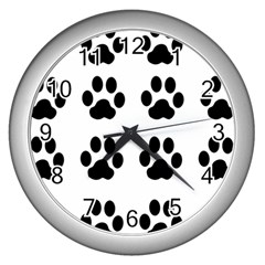 Claw Black Foot Chat Paw Animals Wall Clocks (silver)  by Mariart