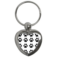 Claw Black Foot Chat Paw Animals Key Chains (heart)  by Mariart