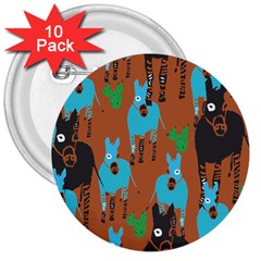 Zebra Horse Animals 3  Buttons (10 Pack)  by Mariart