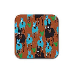 Zebra Horse Animals Rubber Square Coaster (4 Pack)  by Mariart