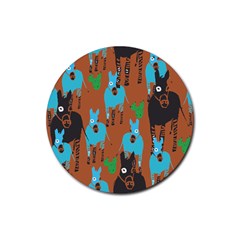 Zebra Horse Animals Rubber Coaster (round)  by Mariart