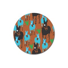 Zebra Horse Animals Magnet 3  (round) by Mariart