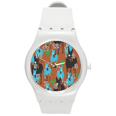 Zebra Horse Animals Round Plastic Sport Watch (m) by Mariart