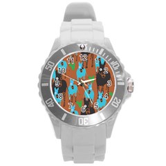 Zebra Horse Animals Round Plastic Sport Watch (l) by Mariart