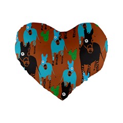 Zebra Horse Animals Standard 16  Premium Heart Shape Cushions by Mariart