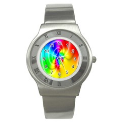 Complex Orange Red Pink Hole Yellow Green Blue Stainless Steel Watch by Mariart