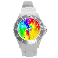 Complex Orange Red Pink Hole Yellow Green Blue Round Plastic Sport Watch (l) by Mariart