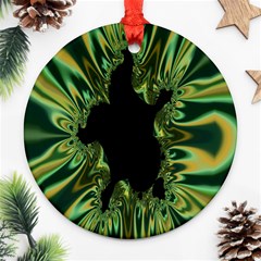 Burning Ship Fractal Silver Green Hole Black Ornament (round) by Mariart