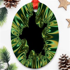 Burning Ship Fractal Silver Green Hole Black Ornament (oval) by Mariart