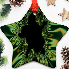 Burning Ship Fractal Silver Green Hole Black Ornament (star) by Mariart